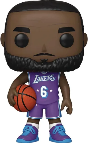 Vista 6 de POP NBA: Lakers - Figura de vinilo de Funko de Lebron James #6 (City Edition 2021) con funda protectora de caja compatible