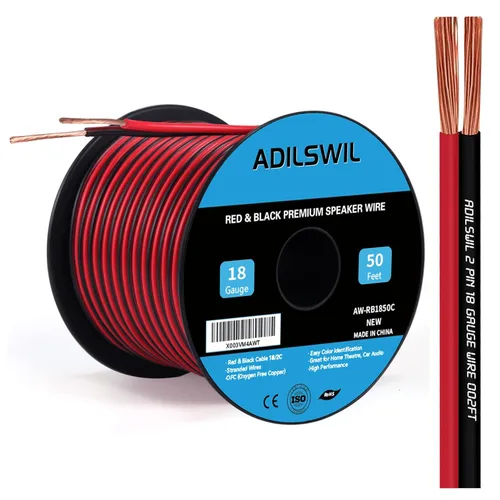 Vista 14 de Cable de altavoz de 12 AWG de 50 pies, 2 conductores eléctricos de conexión de cable rojo negro, tiras de iluminación LED, cable de extensión