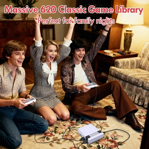 Vista 2 de Retro Game Console for NES, Retro Gaming Console with 620 Built-in Games, Classic Mini Entertainment System for Nintendo, Plug and Play with Dual