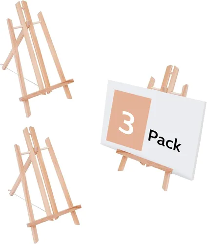 Vista 7 de Caballetes de madera de 11.8 pulgadas, soporte de exhibición de mesa pequeño, trípode, caballete de fiesta de pintura, caballetes de mesa para niños