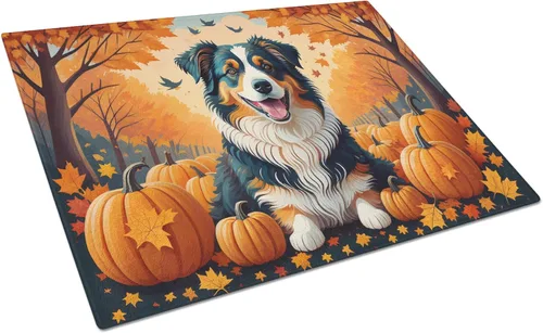 Vista 61 de Caroline's Treasures DAC1024LCB Boston Terrier - Tabla de cortar de vidrio de otoño grande decorativa de vidrio templado para cocina, tabla