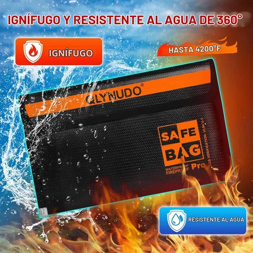 Vista 5 de Bolsa de dinero ignífuga para dinero en efectivo, paquete de 2, pequeña negro (Black X 2)