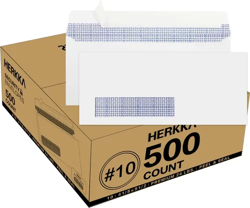 500 paquete de sobres de seguridad con ventana única izquierda y cierre autoadhesivo #10, diseñados para facturas y declaraciones empresariales de