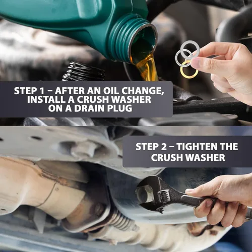 Vista 9 de 12 piezas de kit de junta de servicio con arandelas de estrangulamiento para tapón de drenaje de caja de transferencia y diferencial – Reemplazo