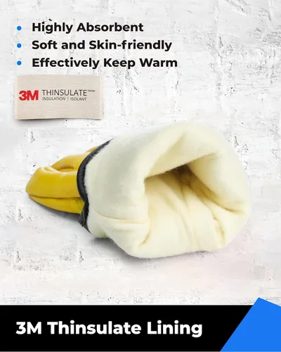 Vista 4 de DULFINE Winter Leather Work Gloves for Men and Women,3M Thinsulate Lining for Cold Weather Work, Thermal Insulated Gloves