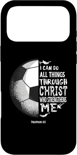 Vista 22 de Funda para iPhone 17 con versículo bíblico de fútbol Christian Sayings Philippians 4:13