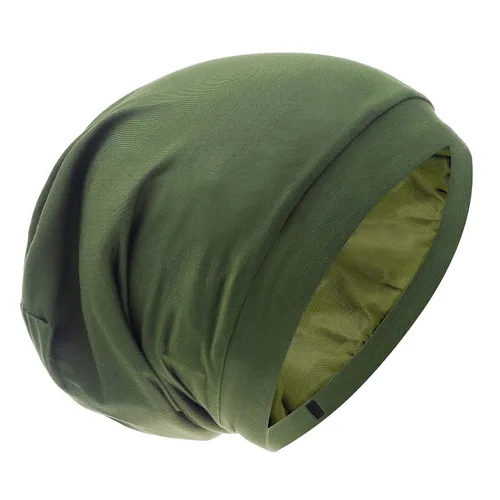 Vista 7 de Gorro de dormir con forro de satén, ajustable, no se decolora, con calavera, para proteger el cabello rizado natural, negro y gris oscuro