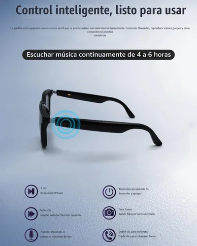 Vista 4 de Xmenha Lentes de sol inalámbricos Bluetooth para hombres y mujeres, polarizados, lentes de sol inteligentes, auriculares de audio Bluetooth con Rojo