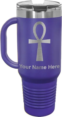 Vista 33 de LaserGram 15oz Vacuum Insulated Coffee Mug, Ankh, Personalized Engraving Included (Orange)