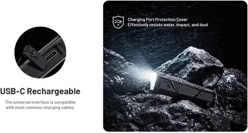 Vista 8 de Nitecore EDC17 Linterna EDC de 1500 lúmenes, 3 en 1 con luz blanca, luz negra UV y haz verde, acero inoxidable plano delgado, recargable USB-C