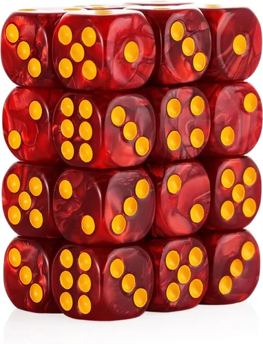 Vista 21 de Juego de 24 dados de 16mm de 6 caras, juego de dados D6 con patrón de perlas, dados estándar de 6 caras para Yahtzee, Bunco o enseñanza