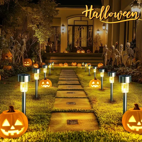 Vista 3 de GIGALUMI 16 Pack Purple Solar Halloween Lights,Outdoor Halloween Decoration