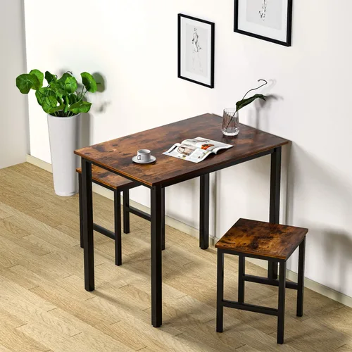 Vista 91 de DKLGG Juego de mesa de comedor para 4, mesa de cocina moderna y sillas para 4 tapas de madera y patas de metal ajustables, juego de mesa de comedor