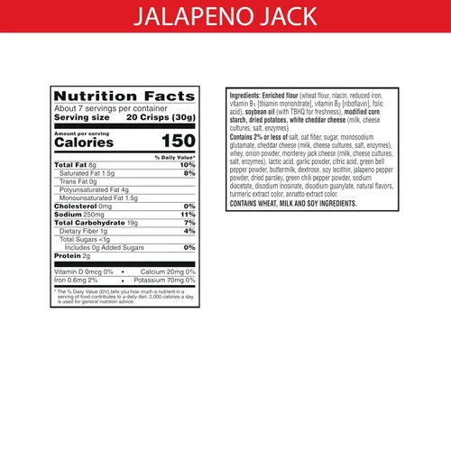 Vista 3 de Cheez-It Snapd - Chips de galletas de queso patatas fritas finas aperitivos de almuerzo gato jalapeño bolsa de 75 onzas 1 bolsa