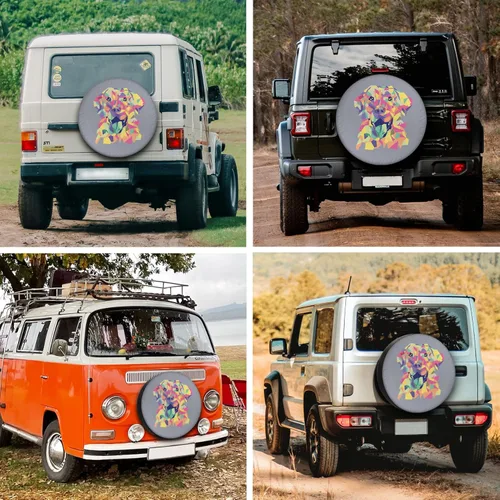 Vista 3 de Cubiertas de neumáticos de repuesto para remolque de caravana, colorido, perro labrador, resistente a la intemperie, a prueba de polvo, universales