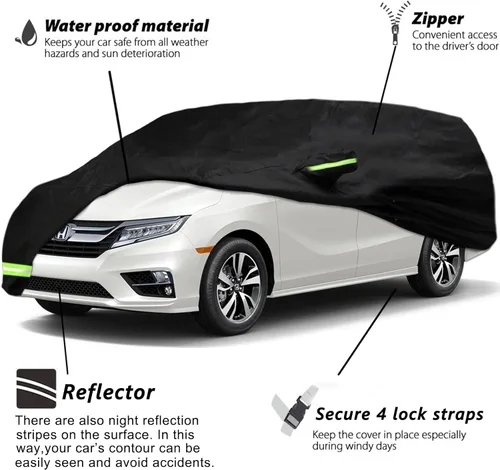 Vista 2 de YIXIN Funda impermeable para automóvil Honda Odyssey Minivan 190T 2005-2026, se adapta a cinturón de viento 100% resistente al agua y cremallera