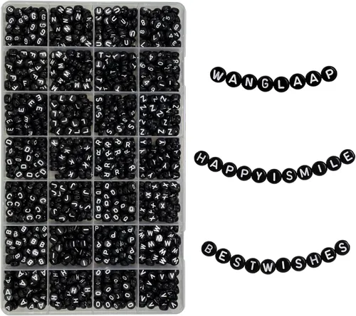 Juego de 1450 cuentas de letras redondas de acrílico de 0.16 x 0.27 pulgadas, cuentas de las letras del alfabeto de la A a la Z y cuentas de números