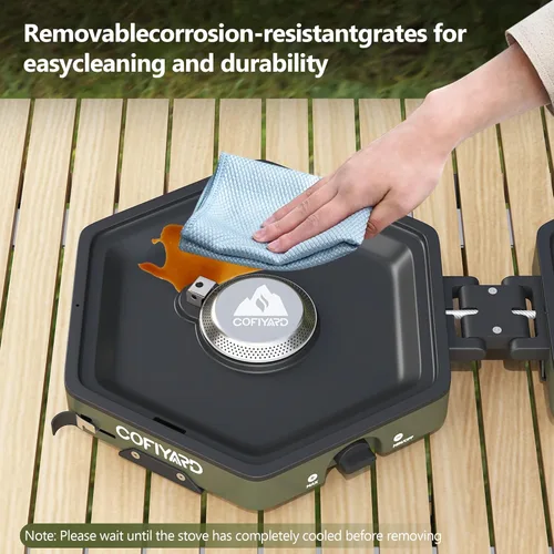 Vista 6 de Cofiyard Estufa de Camping de Propano de 2 Quemadores con Bolsa de Transporte y Regulador de Presión de Estufa de Gas, Estufa de Campamento Plegable