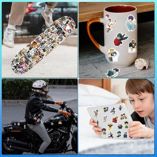 Vista 5 de Arme Paquete mixto de calcomanías de anime, 300 unidades mezcladas con temática de anime clásico, calcomanías de vinilo impermeables y calcomanías