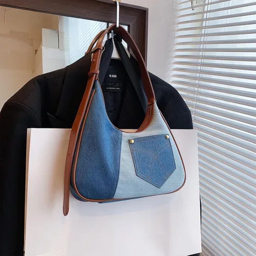 Vista 6 de Extolove Bolsa de mezclilla, monederos de mezclilla de moda para mujer, bolso de hombro de mezclilla Y2K