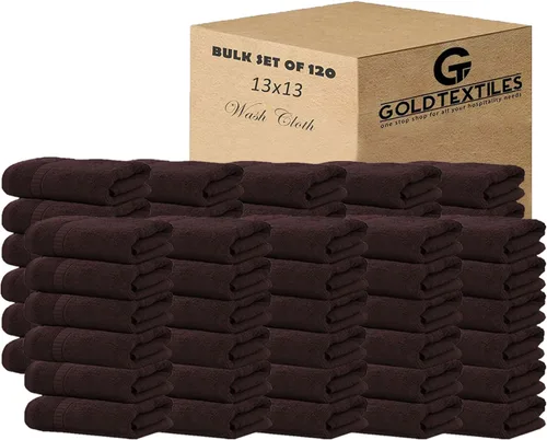 Vista 20 de GOLD TEXTILES Toalla 100% algodón, paquete de 12, 13 x 13 pulgadas, color negro, ultra suave, altamente absorbente, de larga duración y de secado