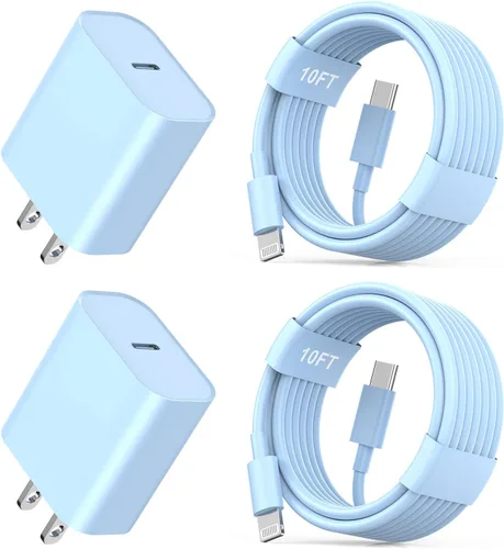Vista 13 de Cargador rápido para iPhone 11 12 13 14, paquete de 2, cargador de iPhone de 20W, adaptador de bloque de carga rápida con cable de sincronización