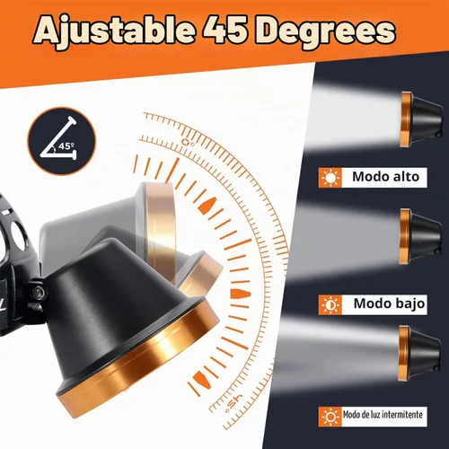 Vista 5 de Luz de Caza de Mapache, Potente Lámpara de Cabeza Super Brillante LED, Foco Recargable, Impermeable, para Caza Nocturna al Aire Libre, Camping