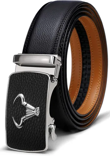 Vista 18 de BULLIANT Cinturón para hombre, cinturón de marca con trinquete de cuero genuino para regalo, talla personalizada