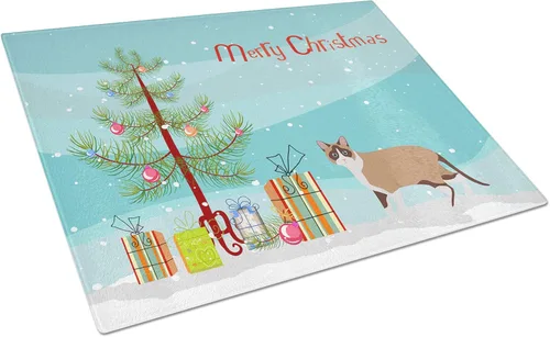 Vista 129 de Caroline's Treasures CK4739LCB Abyssinian Cat Merry Christmas Glass Cutting Board Large Decorative Tempered Glass Kitchen Cutting and Serving Board
