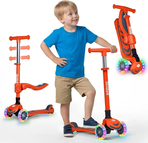 Vista 12 de SKIDEE Kick Scooter for Kids Ages 3-5 Foldable 3 Wheel Scooter with Lean-to-Steer, Adjustable Height, Removable Seat & LED Light Wheels Toddler