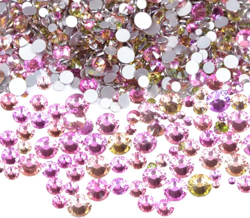 Vista 7 de AD Beads - 1440 piezas de cristales de imitación de calidad con pegamento de tamaños mixtos, parte posterior plana, redonda, gemas de cristal