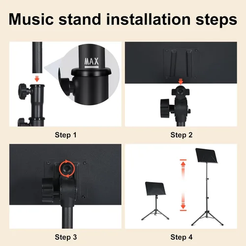 Vista 5 de AODSK Soporte para partituras, soporte plegable 5 en 1 de doble uso para partituras y soporte para libro de escritorio con bolsa de transporte