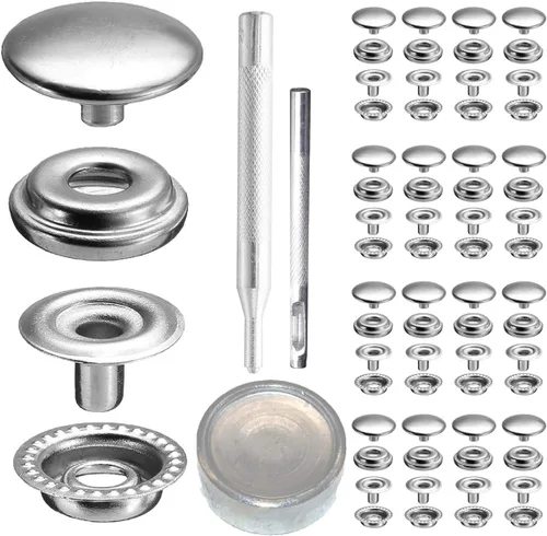 Vista 5 de 60Sets 0.492 in Acero inoxidable Fastener Snap Press Stud Button Kits para Abrigos Bolsas Cueros Barco Marino Lona Gunmetal Negro Sin Herramientas