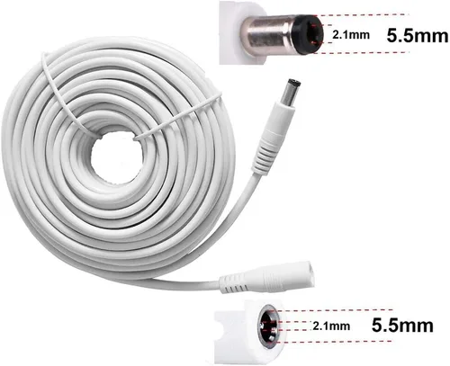 Vista 3 de Cable de extensión de alimentación de 12 V CC de 50 pies 0.083 in x 0.217 in, enchufe compatible con adaptador de corriente de 12 V para cámara