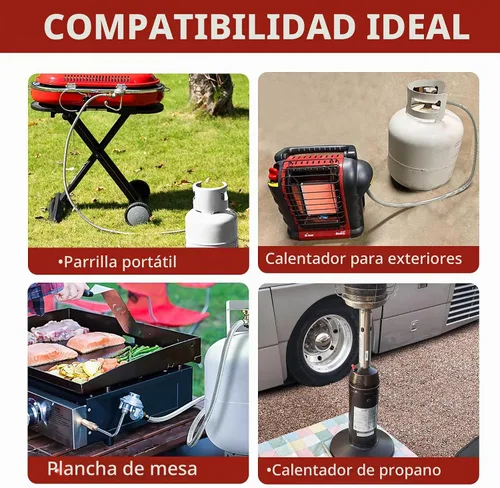 Vista 5 de GasXpert Pros - Adaptador de manguera de propano de 6 pies de 1 libra a 20 libras con manómetro, línea de gas de tanque LP, convertidor de tanque
