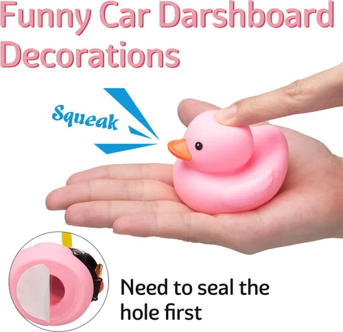 Vista 5 de wonuu Pato de goma para automóvil, 2 piezas de ornamento de automóvil para decoración de tablero de automóvil, accesorios de decoración con casco