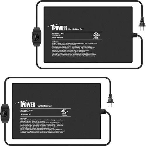 Vista 24 de iPower Alfombrilla térmica de reptiles de 4 x 7 pulgadas con perilla de control de temperatura ajustable, termómetro digital LCD para acuario