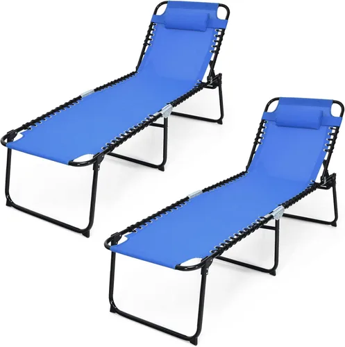 Vista 11 de Tangkula Sillón de playa plegable para exteriores, silla para tomar el sol con reposacabezas extraíble, respaldo ajustable de 4 posiciones, tumbona