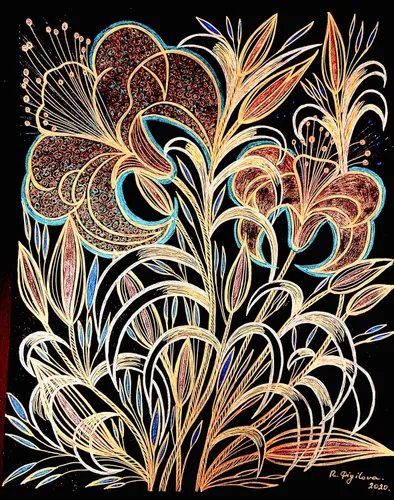 Garden of lilies 11" x 14"