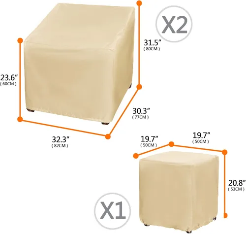 Vista 3 de Fundas para muebles de patio, funda impermeable para muebles de exterior, fundas para muebles de patio para 3 piezas, juego de fundas de sofá
