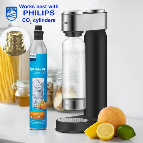 Vista 7 de Philips Máquina para hacer agua con gas ADD4901BKOQ/37, máquina de soda de plástico con botella de rosca rápida, botella de carbonatación PET de 1L