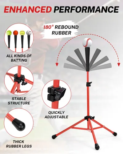 Vista 5 de Gonex Baseball Tee with Tripod Stand, Adjustable for Softball Negro