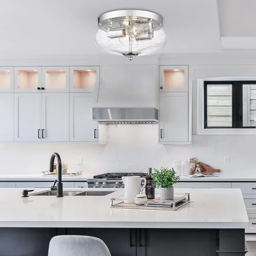 Vista 6 de Lámparas de techo Darkaway de montaje empotrado para interior y exterior con pantalla de vidrio semillado para pasillo, cocina, dormitorio, porche