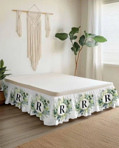 Vista 9 de Falda de cama bohemia tamaño King de 18 pulgadas de caída, ajustable y elástica, plisada, con volantes de lujo para cama individual, matrimonial