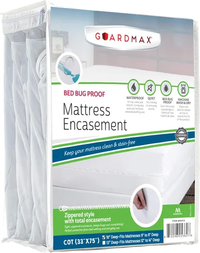 Vista 54 de Guardmax Funda de colchón de punto con cremallera, tamaño Queen, impermeable y a prueba de chinches, ropa de cama cómoda, suave y silenciosa