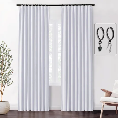 Vista 39 de SHINELAND Cortinas opacas de 102 pulgadas para sala de estar, cortinas opacas con pestaña trasera de 102 pulgadas de largo para dormitorio