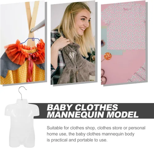 Vista 4 de DOITOOL Torso de maniquí infantil con colgador, 2 piezas, forma de exhibición de ropa 3D para niños, tienda frontal, colgante, ropa de bebé