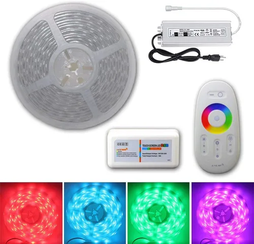 Tira de luz LED de 10 pies, 20 pies, 30 pies, 50 pies, 100 pies, 12 V, 60 LEDs/M RGB SMD 5050, flexible, impermeable, IP65 para exteriores (100)