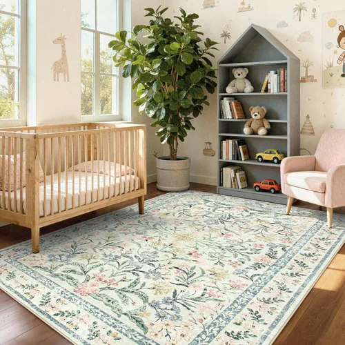 Vista 24 de Wonnitar Alfombra Lavable de Pasillo 2'6''x8', Alfombra de Pasillo Floral Bohemia de 8 pies de Largo para Dormitorio, Alfombras Beige Suaves