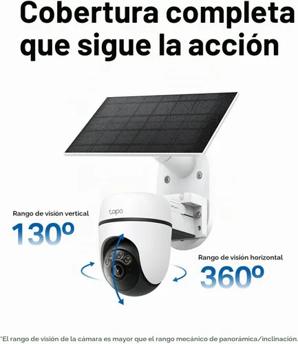Vista 2 de Tapo 2K Outdoor Pan/Tilt Wireless Security Camera, C610 KIT Battery Power with Solar, 360° AI Motion Track, Person Detection, Subscription-Free